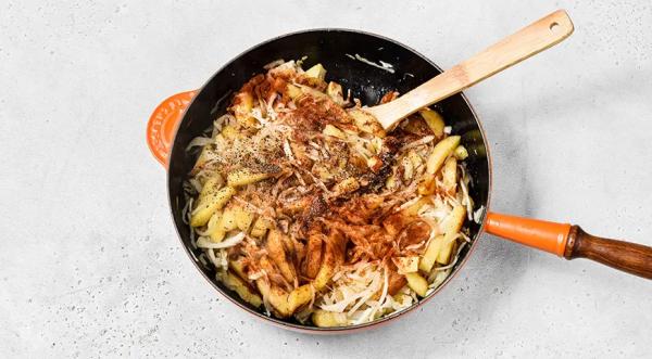 Жареная картошка с капустой, пошаговый рецепт с фото на 304 ккал Жареная картошка с капустой, пошаговый рецепт с фото на 304 ккал