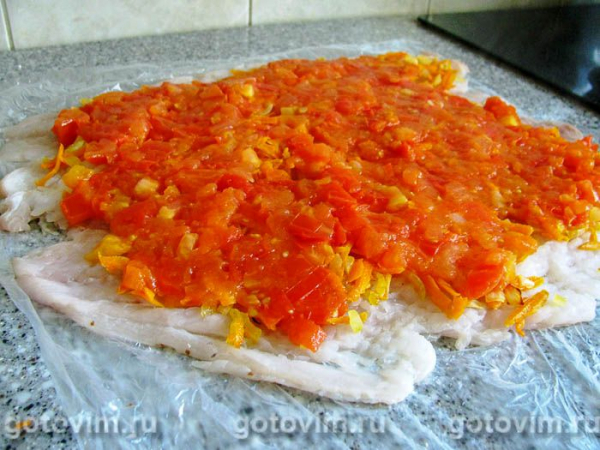 Рулет из трески с овощами Рулет из трески с овощами